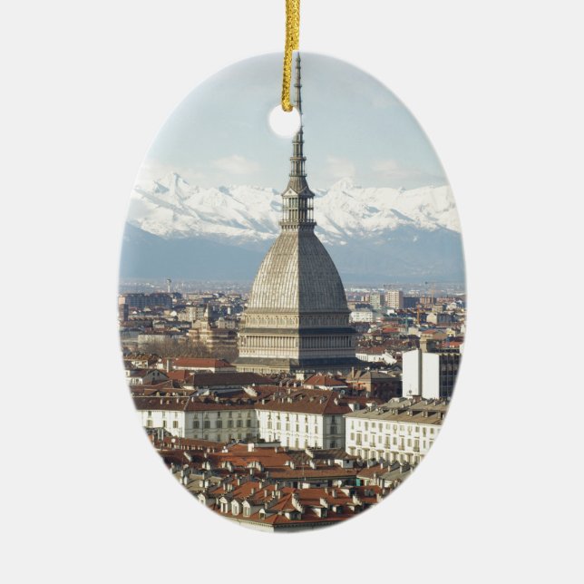 Mole Antonelliana in Turin Italien gesehen vom hil Keramik Ornament (Vorne)
