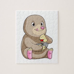 Mole as Gamer mit Joystick Puzzle