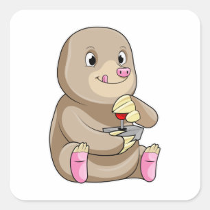 Mole as Gamer mit Joystick Quadratischer Aufkleber