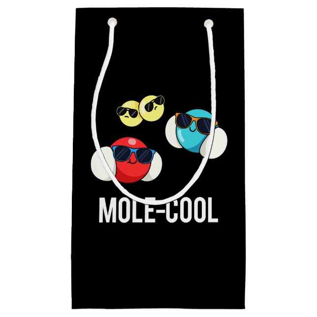 Mole-Coole Funny Molecule Pun Dark BG Kleine Geschenktüte (Vorderseite)
