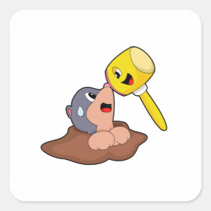 Mole Hammer Quadratischer Aufkleber