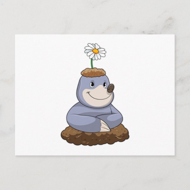 Mole mit Daisy-Blume Postkarte (Vorderseite)