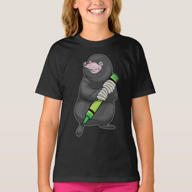 Mole Pupil Crayon School T-Shirt (Vorderseite)