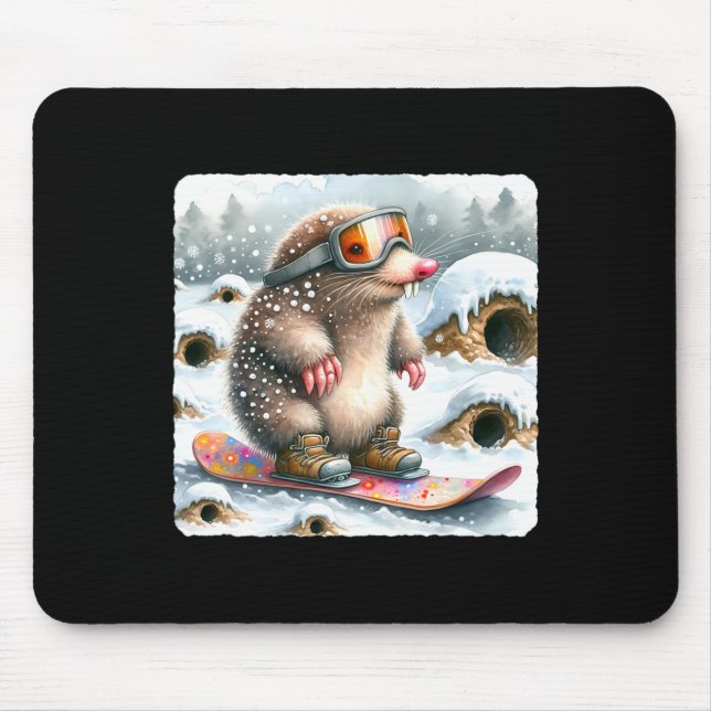 Mole Snowboarden mit Brillen. Snowboard Snowboarde Mousepad (Vorne)