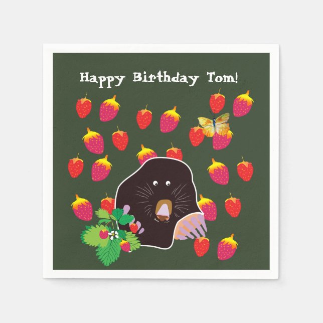 Mole Spring Strawberries Custom Serviette (Vorderseite)