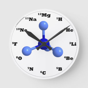 Molecule Clock - blau Runde Wanduhr