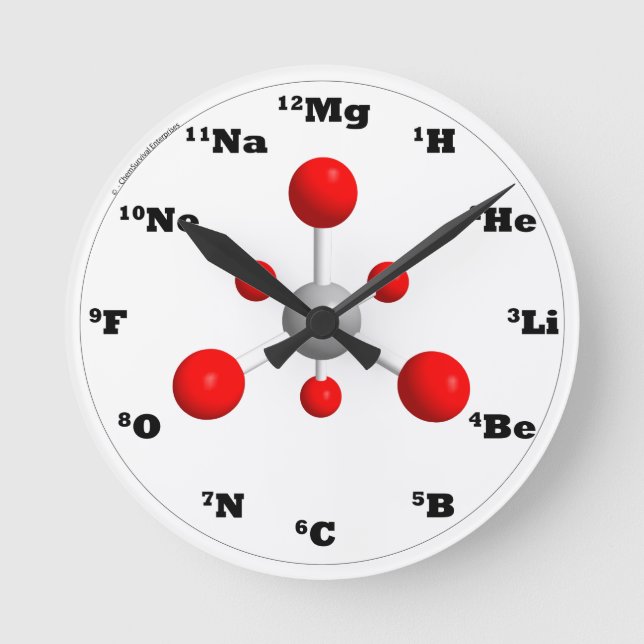 Molecule Clock - Rot Runde Wanduhr (Vorderseite)