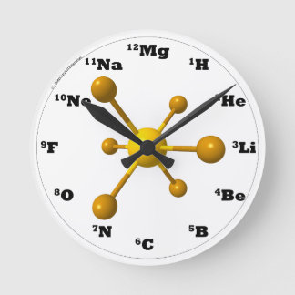 Molekül-Uhr - Gelb Runde Wanduhr