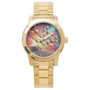 Molekulare Koffeinstruktur - Art-Kaffee der Wissen Armbanduhr