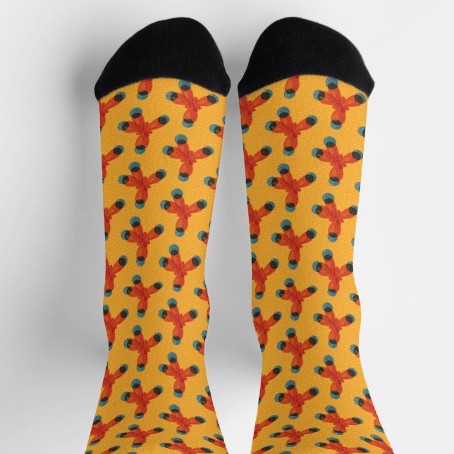 Moleküle in Gelborange - Bio Chemie Socken (Oben)