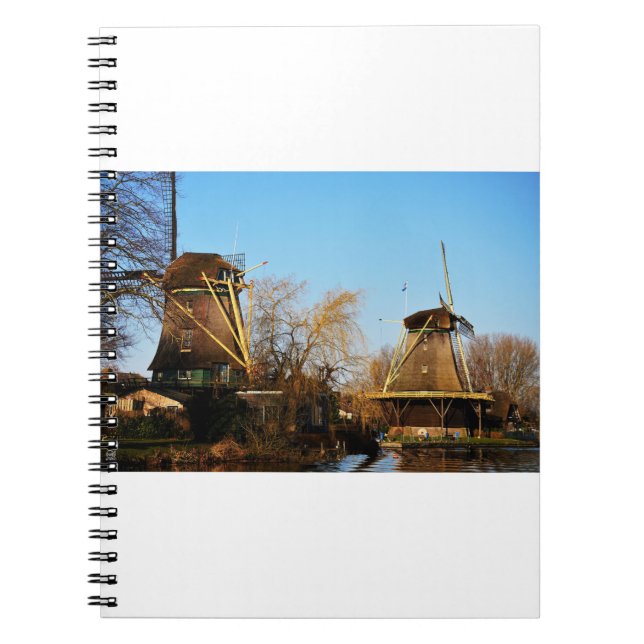Molens in Nederlands landschap. Notizblock (Vorderseite)