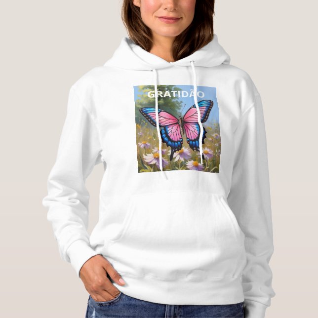  Moletom Feminino Básico com capuz borboleta Hoodie (Vorderseite)