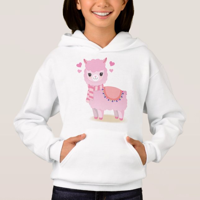 Moleton mit Kapuze Rosa Lama Hoodie (Vorderseite)