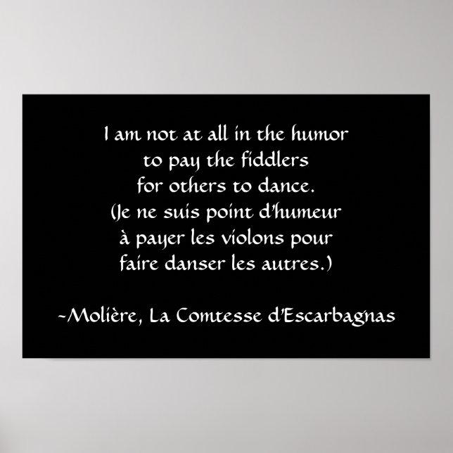 Molière - Bezahlung des Fiddler Poster (Vorne)