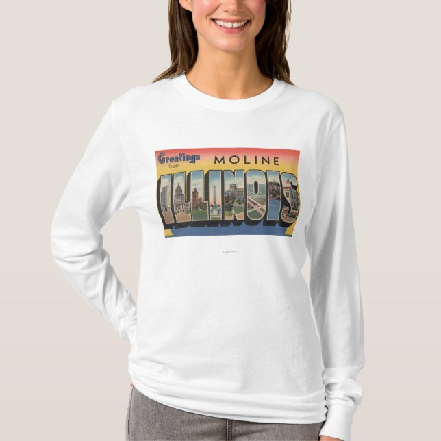 Moline, Illinois - große Buchstabe-Szenen T-Shirt (Vorderseite)