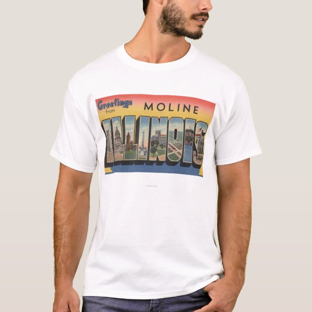 Moline, Illinois - große Buchstabe-Szenen T-Shirt (Vorderseite)