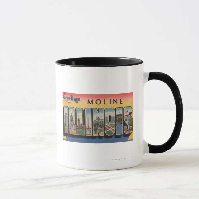 Moline, Illinois - Große Buchstabenszenen Tasse (Rechts)
