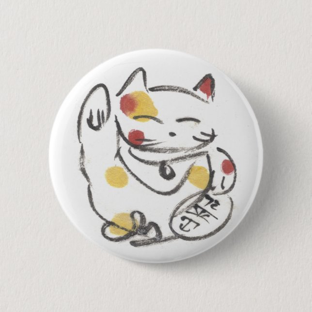 Molliger Maneki Neko Knopf Button (Vorderseite)
