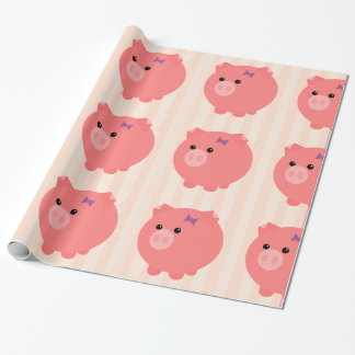 Molliges Schwein mit Rosa Stripes Geschenkpapier