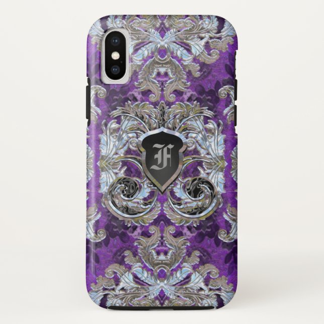Molly Kourte Damask HÜBSCH Monogram Case-Mate iPhone Hülle (Rückseite)
