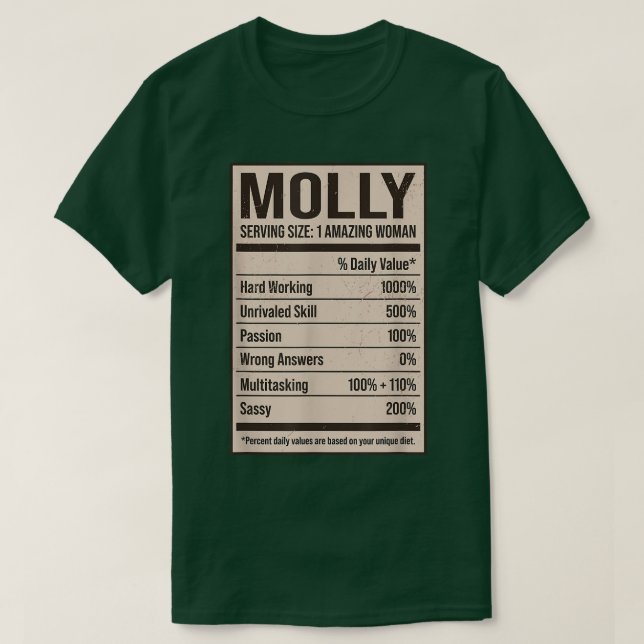 Molly Nutrition Facts Name Nickname Alias Title Fr T-Shirt (Design vorne)