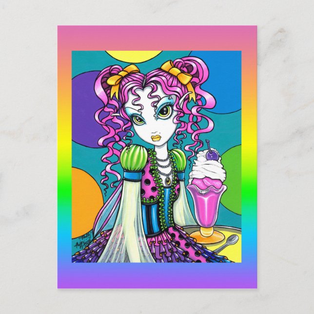 "Molly" Rainbow Soda Shop Couture Fairy Postcard Postkarte (Vorderseite)