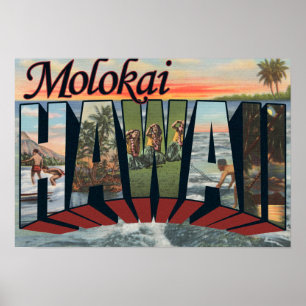 Molokai, Hawaii - Große Buchstabenszenen Poster