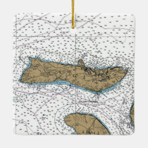 Molokai Hawaii Nautical Chart Keramikornament