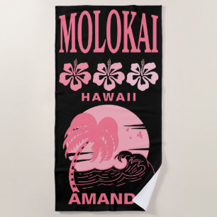 Molokai Hawaii Pink Beach Bachelorette Custom Strandtuch