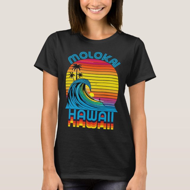 Molokai Hawaii Retro Throwback Surf & Beach Souven T-Shirt (Vorderseite)