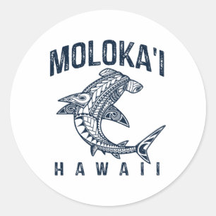 Molokai Hawaii Tril Hai Polynesische Hawaiianische Runder Aufkleber
