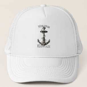 Molokai Hawaii Vacation Nautical Anchor Sailing Truckerkappe