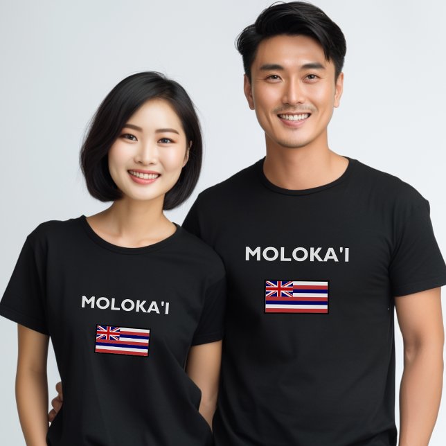 Molokai USA Hawaiian Flag Dark Color T-Shirt (Von Creator hochgeladen)