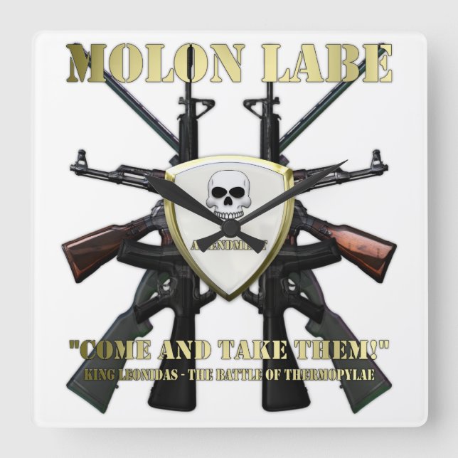 Molon Labe - 2. Änderung Quadratische Wanduhr (Vorderseite)