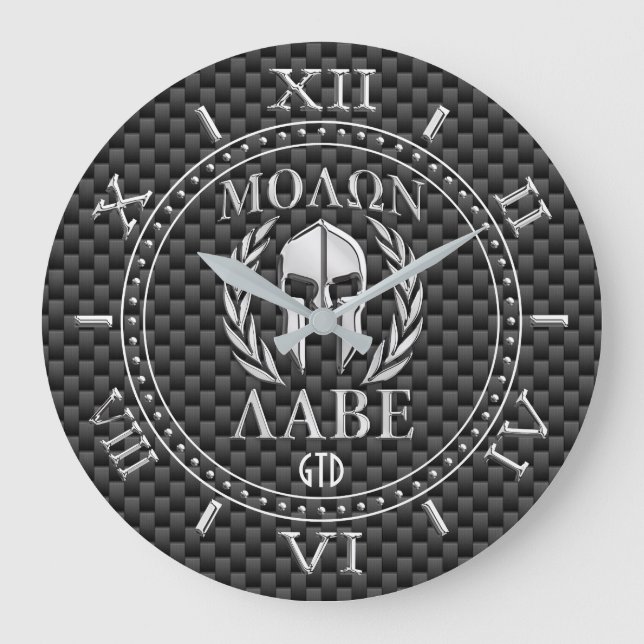 Molon Labe Chrom-Art-spartanisches Große Wanduhr (Vorderseite)