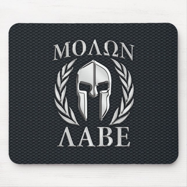 Molon Labe Chrom mag spartanischen Sturzhelm auf Mousepad (Vorne)