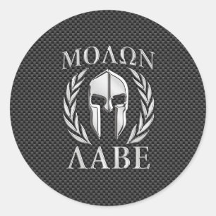 Molon Labe Chrom-spartanischer Sturzhelm auf Runder Aufkleber