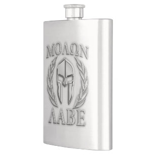 Molon Labe Chrom-spartanischer Sturzhelm-Druck Flachmann