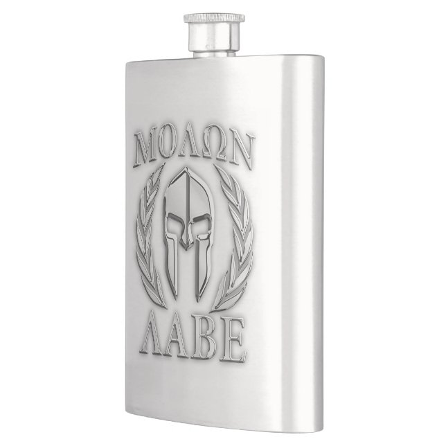 Molon Labe Chrom-spartanischer Sturzhelm-Druck Flachmann (Links)