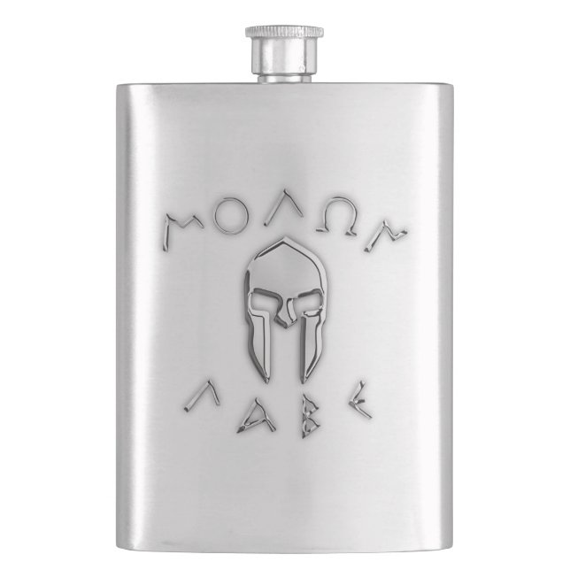 Molon Labe Chrom-spartanischer Sturzhelm-Druck Flachmann (Vorderseite)