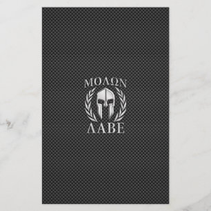 Molon Labe Chrome Spartan Helm auf Kohlenstofffase Briefpapier