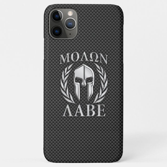 Molon Labe Chrome Style Spartan Armor Carbon Fibre Case-Mate iPhone Hülle (Rückseite)
