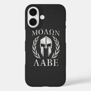 Molon Labe Chrome Style Spartan Armor Carbon Fibre iPhone 16 Hülle