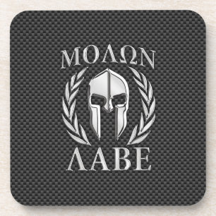 Molon Labe Chrome Style Spartan Armor Carbon Fibre Getränkeuntersetzer