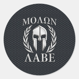 Molon Labe Chrome Wie Spartan Helmet auf Grille Runder Aufkleber