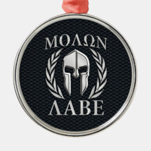 Molon Labe Chrome Wie Spartan Helmet auf Grille Silbernes Ornament