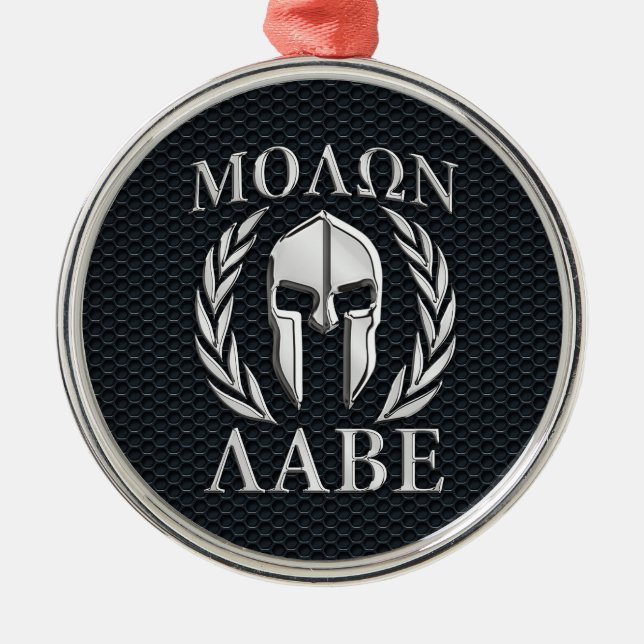 Molon Labe Chrome Wie Spartan Helmet auf Grille Silbernes Ornament (Vorne)