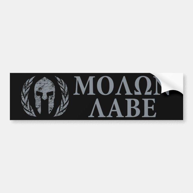 Molon Labe Grunge Spargelhelm Autoaufkleber (Vorne)