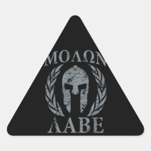 Molon Labe Grunge Spartan Armor Dreieckiger Aufkleber
