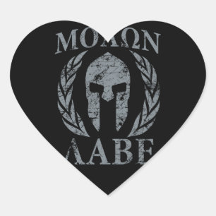 Molon Labe Grunge Spartan Armor Herz-Aufkleber
